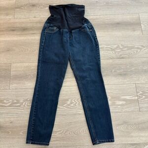 Indigo Blue Womens Blue Denim Comfort Stretch Maternity Skinny Jeans Size L